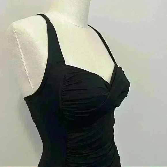 Seafolly Australia Goddess Twist Bandeaux Ruched Tankini Bathing Suit Top Black - Picture 8 of 15